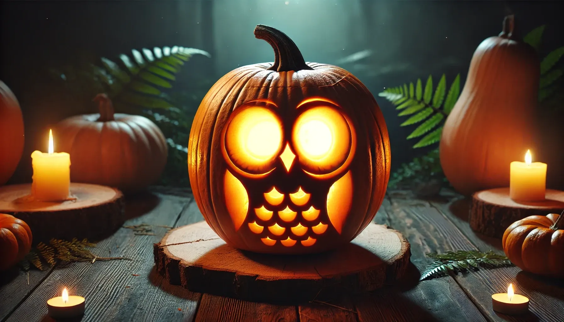 Owl-shaped pumpkin carving