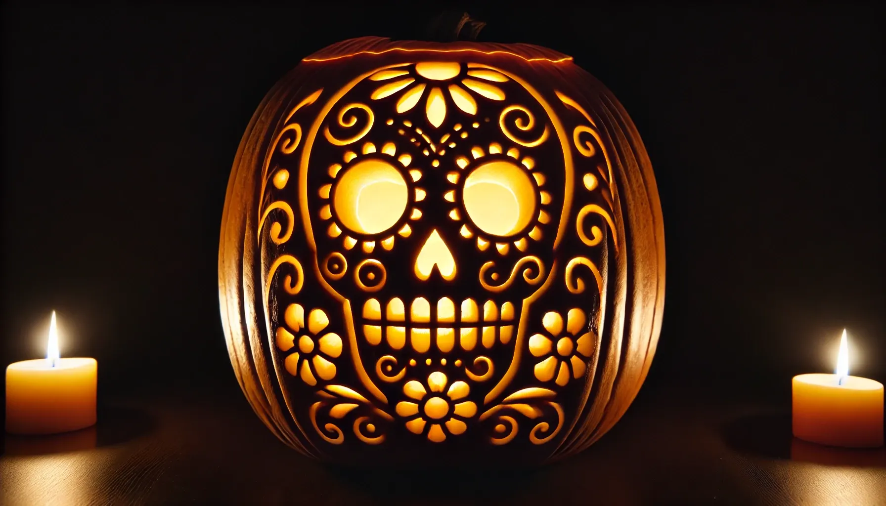 Day of the Dead sugar skull pumpkin carving